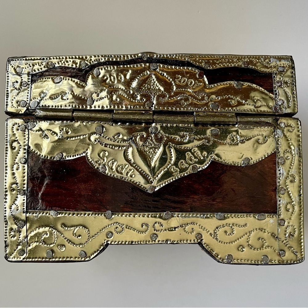 Vintage Embossed Wooden Trinket Box